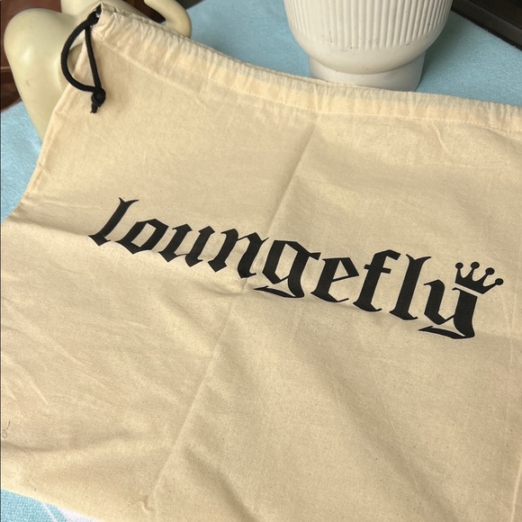Loungefly Tan Drawstring Pouch with Black Logo - Picture 2 of 7